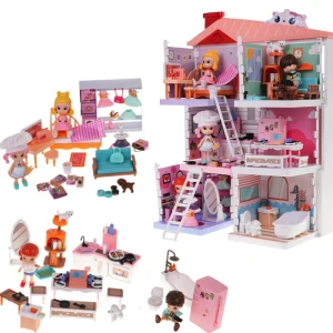 JOKO Domček pre bábiky s nábytkom + 4 Bábiky