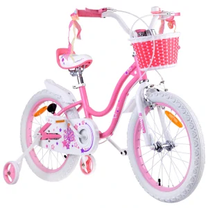 RoyalBaby Detský Bicykel STAR GIRL 18" s košíkom a zvončekom, ružový