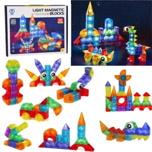 JOKO Svietiace Magnetické Kocky 3D s LED svetlom 64ks