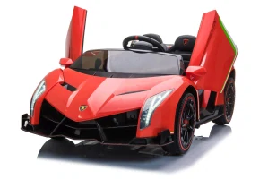 JOKO Elektrické autíčko Lamborghini Veneno 4x4, penové kolesá, kožené sedadlo, Efekt HOJDANIA, nosnosť 50kg, červené