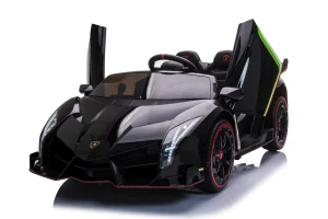 JOKO Elektrické autíčko Lamborghini Veneno 4x4, penové kolesá, kožené sedadlo, Efekt HOJDANIA, nosnosť 50kg, čierne