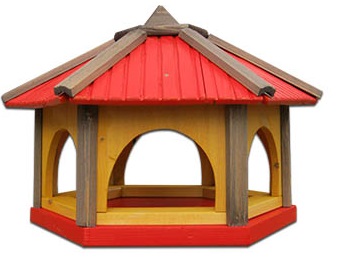 MKSTOR Drevené kŕmitko pre vtáky 50x45x40cm, vtáčia búdka, červená