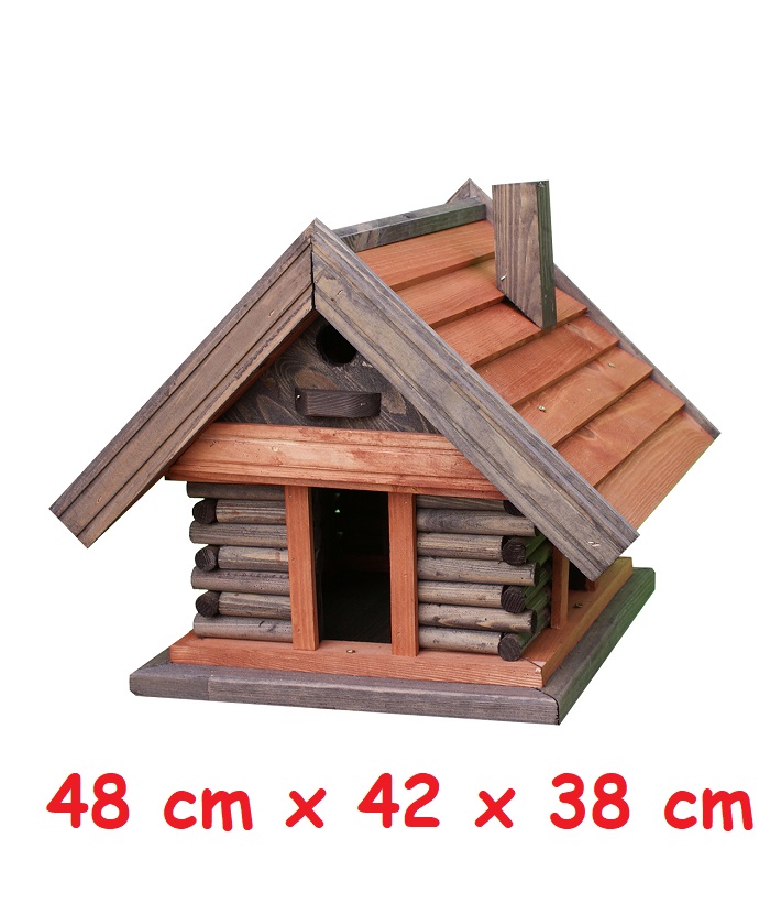 MKSTOR Drevené kŕmitko pre vtáky 48x42x38cm, vtáčia búdka, domček, palisander