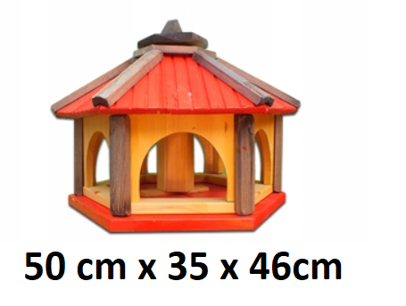 MKSTOR Drevené kŕmitko pre vtáky 50x35x46cm, vtáčia búdka, červená