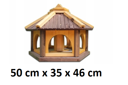 MKSTOR Drevené kŕmitko pre vtáky 50x35x46cm, vtáčia búdka, hnedá