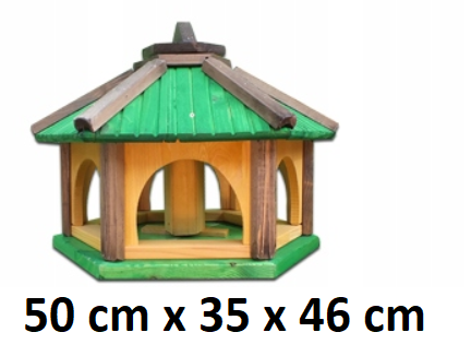 MKSTOR Drevené kŕmitko pre vtáky 50x35x46cm, vtáčia búdka, zelená