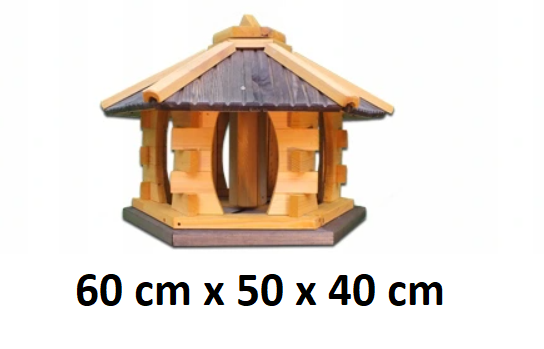 MKSTOR Drevené kŕmitko pre vtáky 60cmx50x40cm, vtáčia búdka so zásobníkom jedla, sivá