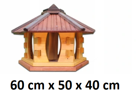 MKSTOR Drevené kŕmitko pre vtáky 60cmx50x40cm, vtáčia búdka so zásobníkom jedla, tik