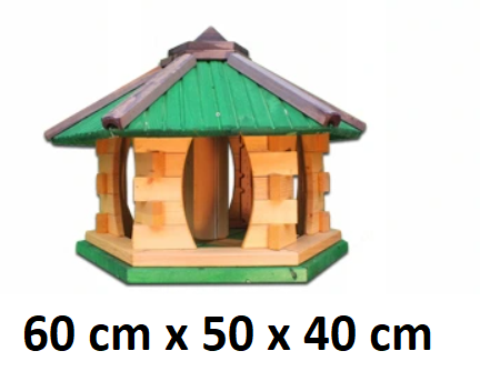 MKSTOR Drevené kŕmitko pre vtáky 60cmx50x40cm, vtáčia búdka so zásobníkom jedla, zelená