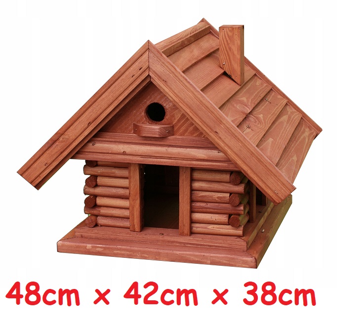 MKSTOR Drevené kŕmitko pre vtáky 48x42x38cm, vtáčia búdka, domček, hnedá