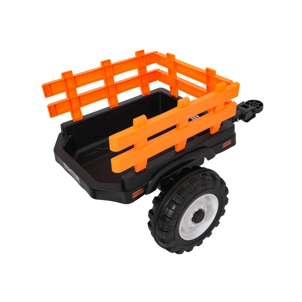 JOKO Elektrický Traktor MEGA D68 2x200W s Kabínou a vlečkou + Predný Nakladač, kožené sedadlo, zelený