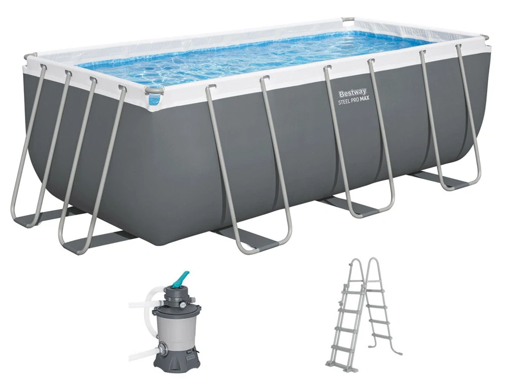 Bestway 56457 Bazén s kovovou konštrukciou POWER STEEL 412 cm x 201 cm x 122 cm + piesková filtrácia + rebrík