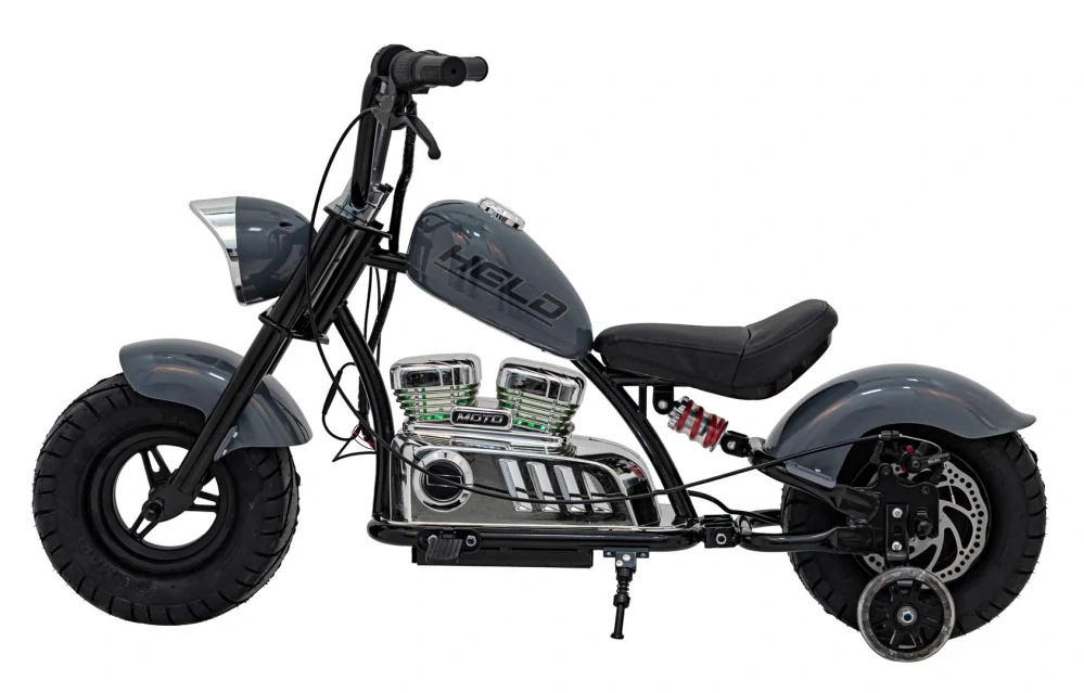 JOKO Elektrická Motorka Chopper Warrior 350W, 36V, nosnosť 80kg, Nafukovacie kolesá, kožené sedadlo, sivá
