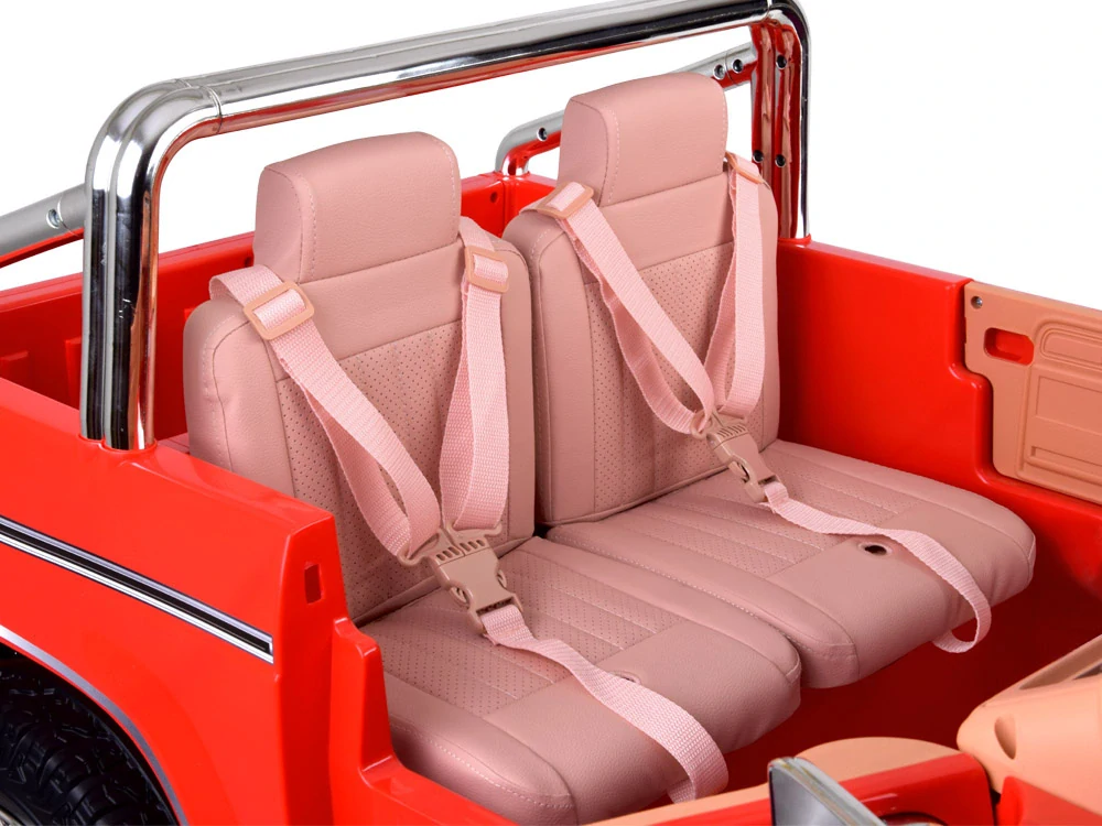 JOKO Elektrické autíčko Ford Bronco Pickup Classic 4X4 24V, Dvojmiestne kožené sedadlo, penové kolesá, FM rádio, nosnosť 60kg, červené