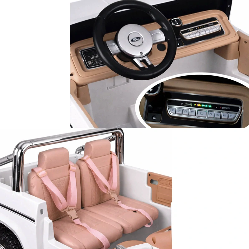 JOKO Elektrické autíčko Ford Bronco Pickup Classic 4X4 24V, Dvojmiestne kožené sedadlo, penové kolesá, FM rádio, nosnosť 60kg, biele