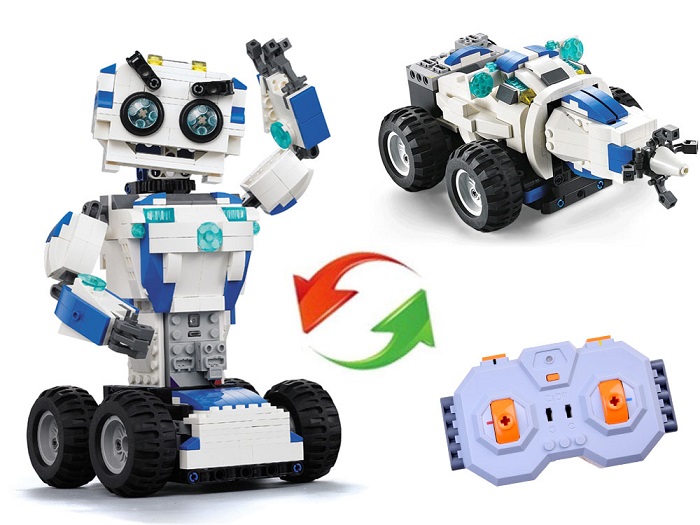 JOKO RC Robot + rotačný vrták, Technická stavebnica na diaľkové ovládanie 606ks, biely