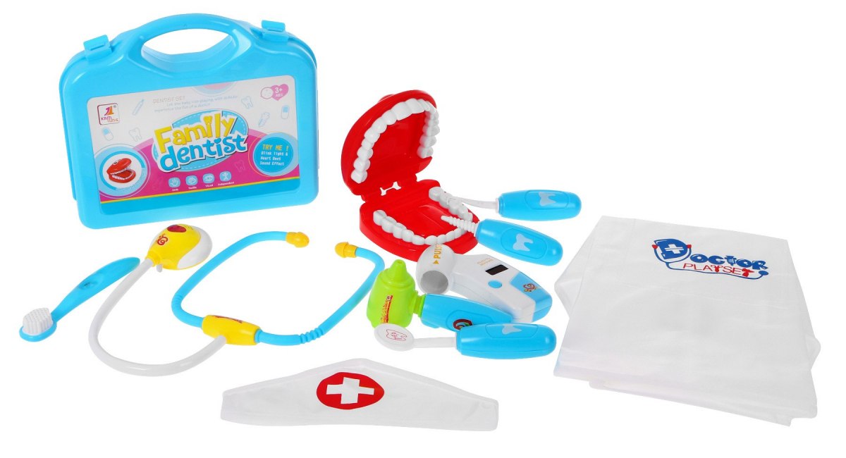 JOKO Sada pre malého zubára v kufríku so zvukom a svetlom, modrá