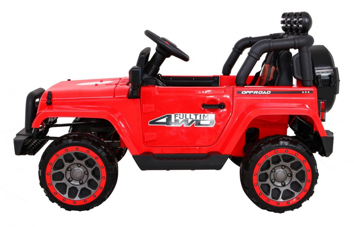 JOKO Elektrické autíčko JEEP 4x4 Terénny, penové kolesá, kožené sedadlo, USB, MP3, diaľkové ovládanie, červené