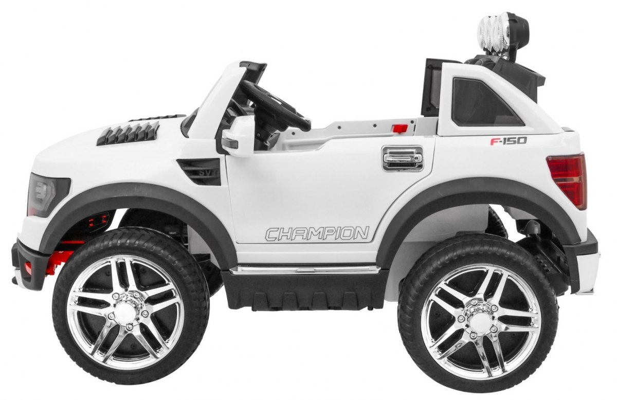 JOKO Elektrické autíčko LONG, penové kolesá, kožené sedadlo, odpružené, biele