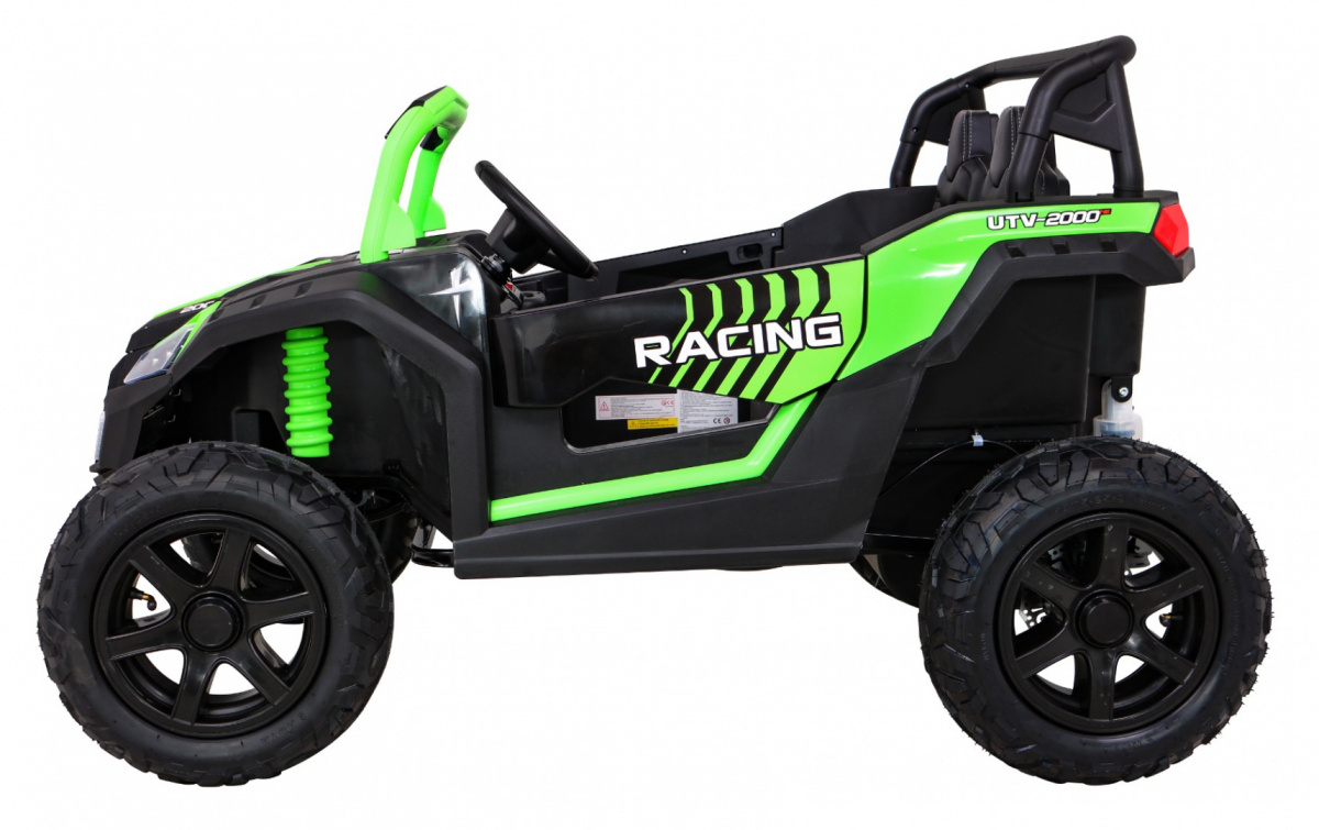 JOKO Elektrické autíčko Buggy ATV STRONG Racing 180W 24V, nosnosť 100kg, brzdový pedál, Dvojmiestne, nafukovacie kolesá, zelené