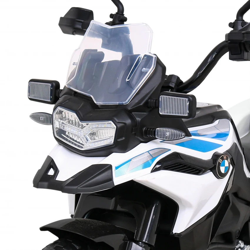 JOKO Elektrická Motorka BMW F850 GS Polícia, penové kolesá, modrý maják, zvuky sirény, policajná
