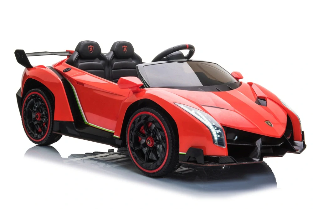 JOKO Elektrické autíčko Lamborghini Veneno 4x4, penové kolesá, kožené sedadlo, Efekt HOJDANIA, nosnosť 50kg, červené