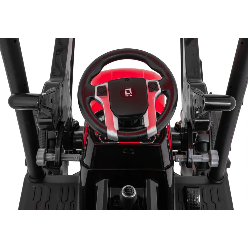 JOKO Elektrický Traktor MEGA D68 2x200W s Kabínou a vlečkou + Predný Nakladač, kožené sedadlo, zelený