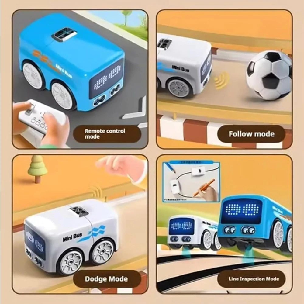 JOKO Mini RC Auto Autobus s futbalovou loptou na diaľkové ovládanie + Led svetlo a zvuk, Obrazovka, Ovládanie Rukou, biely