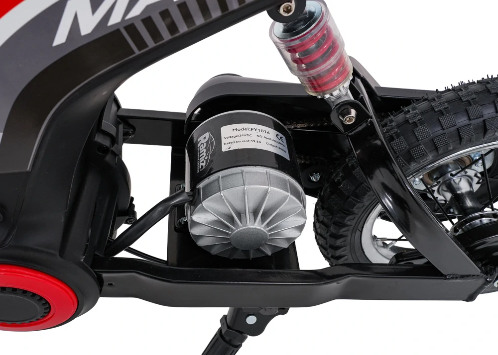 JOKO Elektrická Motorka RZ56 MAX 350W s Reťazovým Pohonom 24V, Nafukovacie kolesá, Kožené sedadlo, nosnosť 65kg, červená