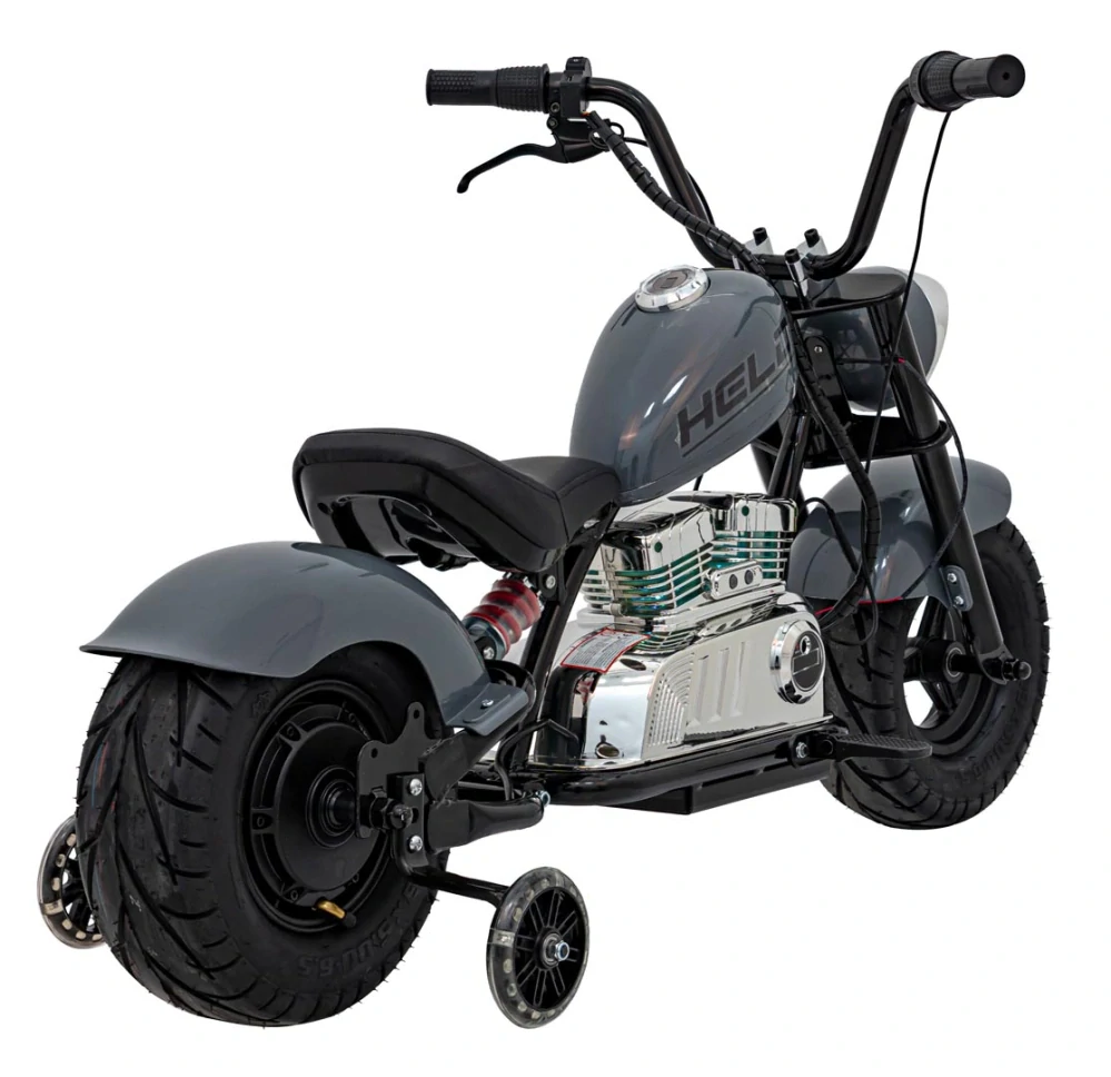 JOKO Elektrická Motorka Chopper Warrior 350W, 36V, nosnosť 80kg, Nafukovacie kolesá, kožené sedadlo, sivá