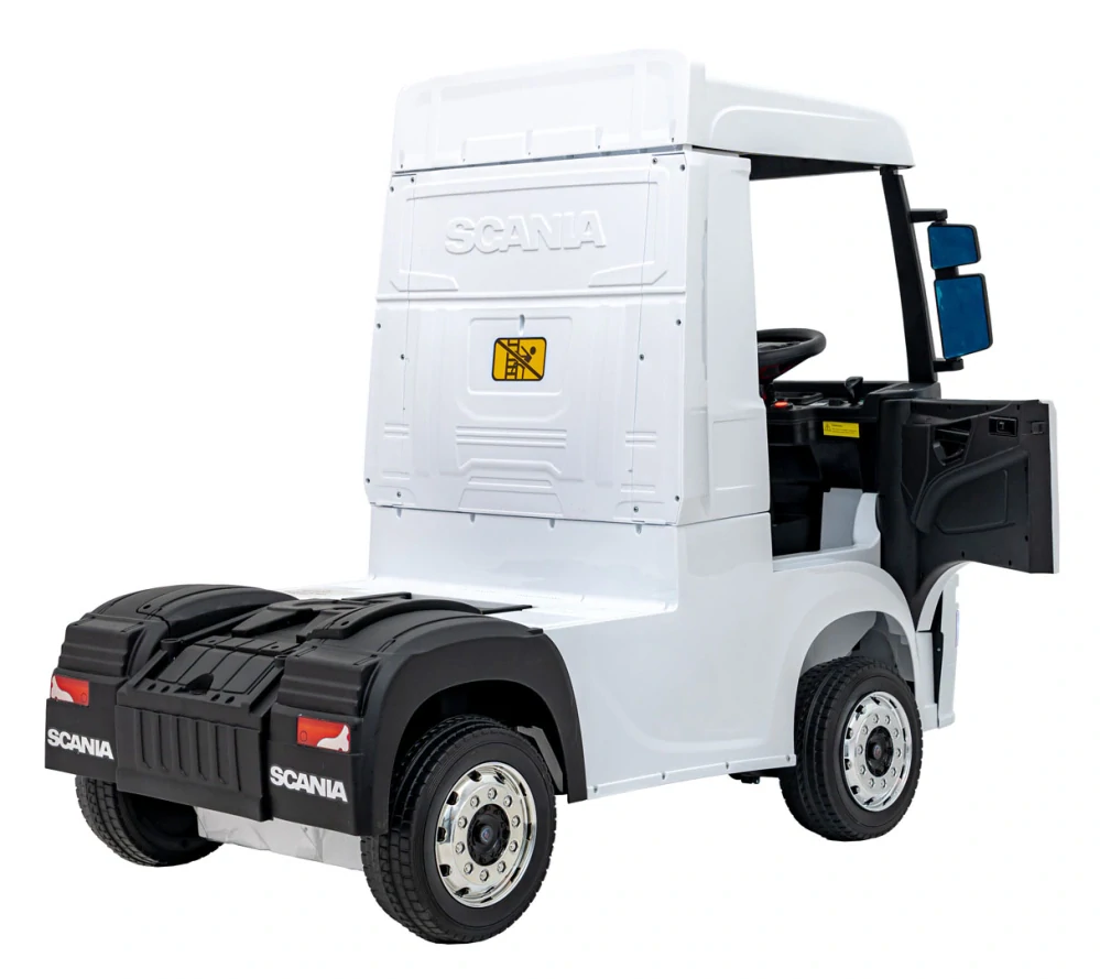 JOKO Elektrický Kamión Scania R-SERIE 4x4, kožené sedadlo, penové kolesá, nosnosť 40kg, biele