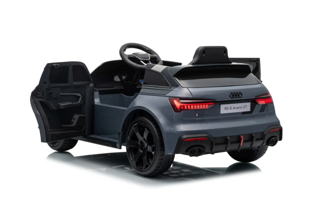 JOKO Elektrické autíčko Audi RS6 Avant GT 4x4, penové kolesá, kožené sedadlo, sivé