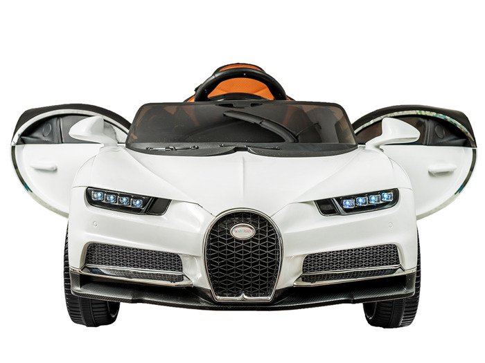 JOKO Elektrické autíčko Bugati s efektom Hojdania, kožené sedadlo, USB, červené