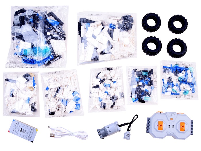 JOKO RC Robot + rotačný vrták, Technická stavebnica na diaľkové ovládanie 606ks, biely