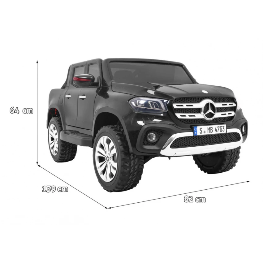 JOKO Elektrické autíčko Mercedes Benz X-Class, MP4 LCD panel, dvojmiestne, penové kolesá, kožené sedadlo, nosnosť 50kg, biele