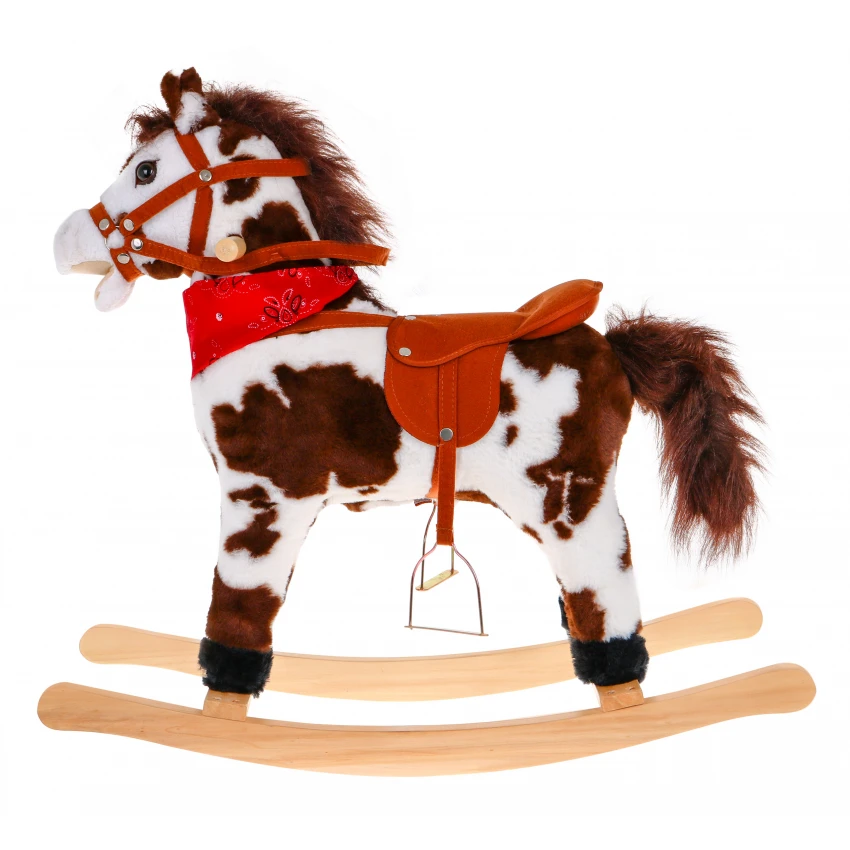 JOKO Detský Hojdací koník Divoký Západ s pohyblivým chvostom, ústami + zvuky, bielo hnedý