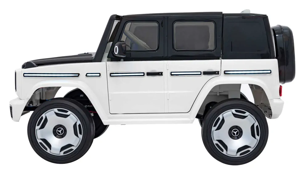 JOKO Elektrické Autíčko Mercedes Benz EQG 4x4, penové kolesá, kožené sedadlo, Prídavné LED svetlá, biele