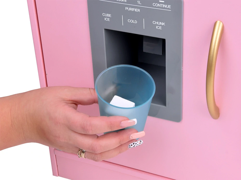 JOKO Veľká Drevená Kuchynka so svetlom, zvukom 82cm + Tabuľa a 12 kriedy + Dotykové LED svetlo, ružová