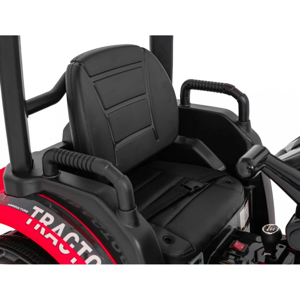 JOKO Elektrický Traktor MEGA D68 2x200W s Kabínou a vlečkou + Predný Nakladač, kožené sedadlo, zelený