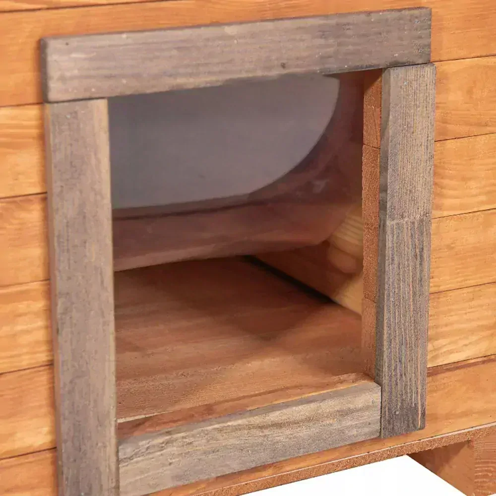 MKSTOR Drevená Búda pre Psa, Mačku z Masívu, komplet zateplená, 57x44x41cm, TIK + Tmavo sivá strecha