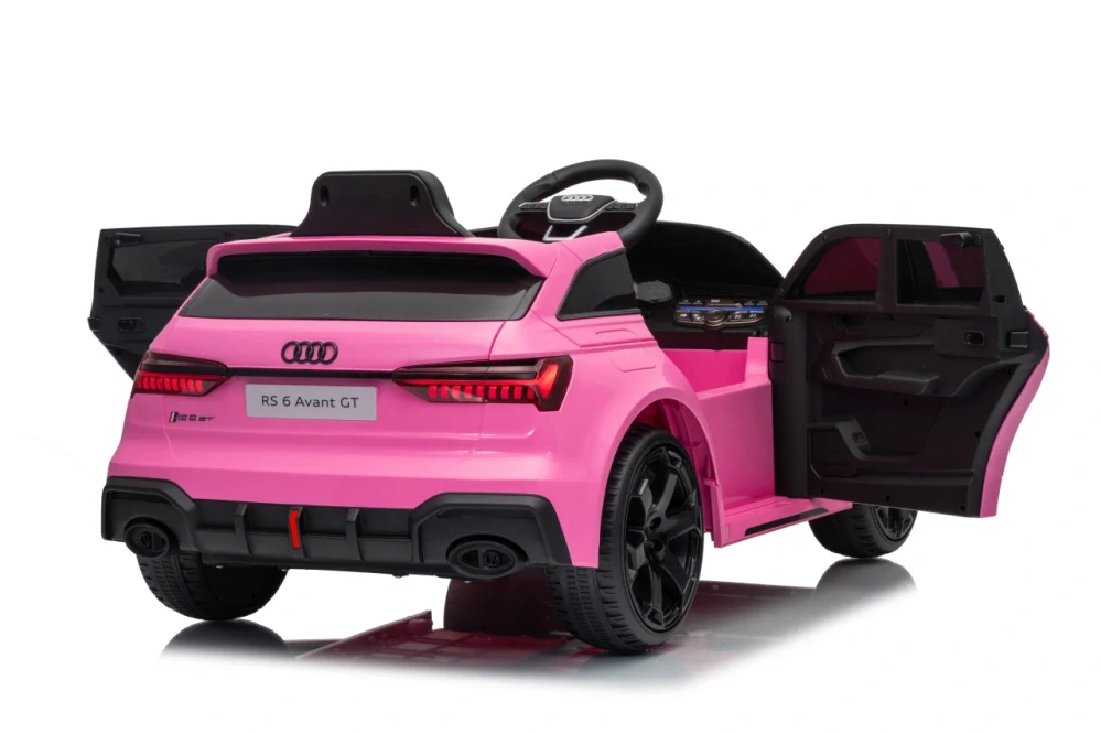 JOKO Elektrické autíčko Audi RS6 Avant GT 4x4, penové kolesá, kožené sedadlo, ružové