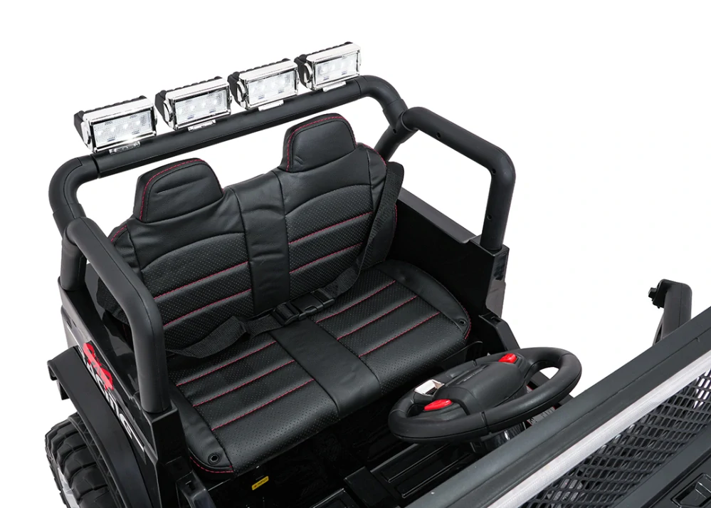 JOKO Elektrické autíčko Jeep BEAST 4x4, kožené sedadlo, penové kolesá, Funkcia Hojdania, Nosnosť 50kg, FM rádio, čierne