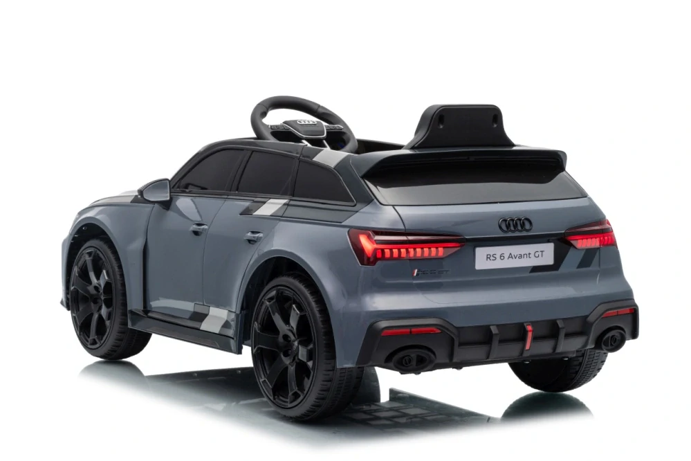 JOKO Elektrické autíčko Audi RS6 Avant GT 4x4, penové kolesá, kožené sedadlo, sivé