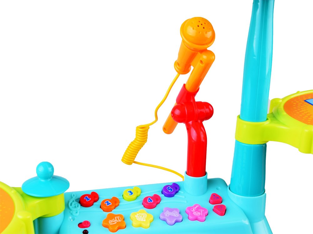 HOLA Toys Detské bicie interaktívne so zvukom a svetlom + stolička