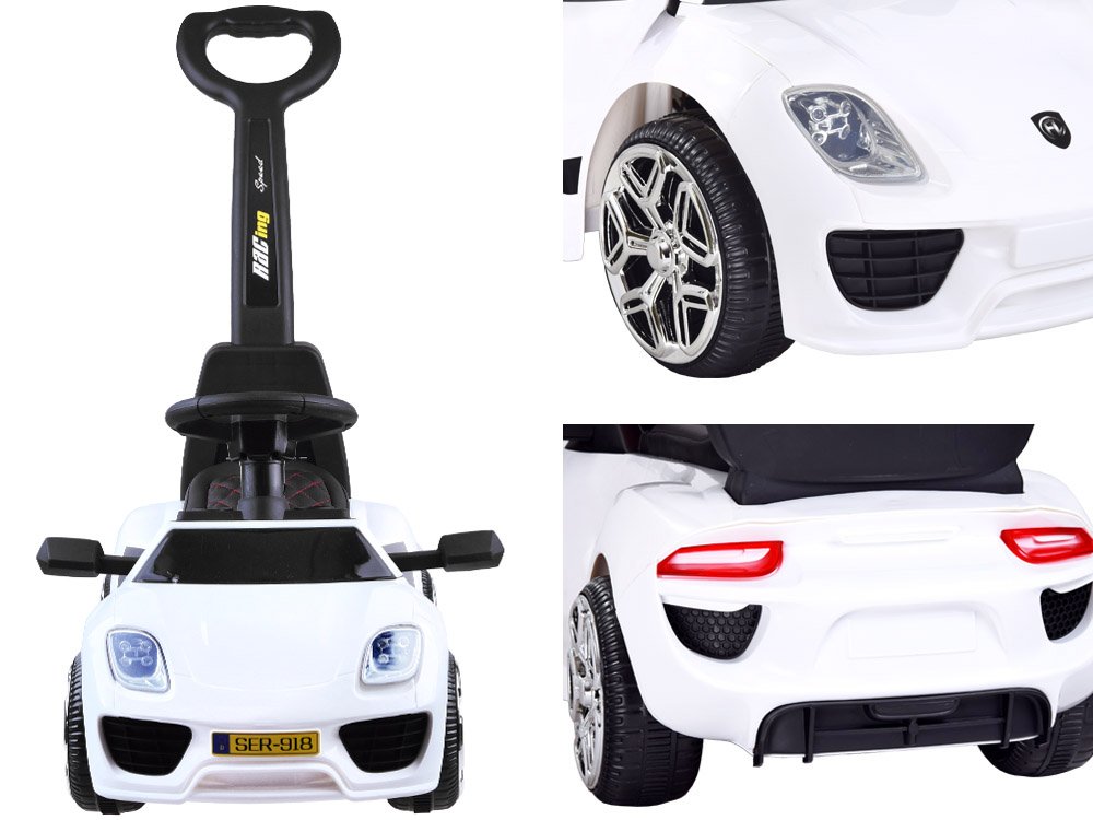 JOKO Elektrické autíčko, odrážadlo 3v1, kožené sedadlo, Led svetlá + rukoväť pre rodiča