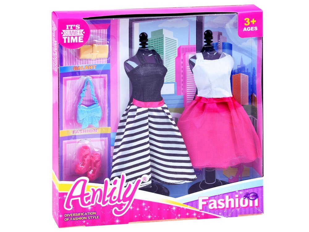 JOKO Sada Šaty pre bábiku s topánkami + kabelky