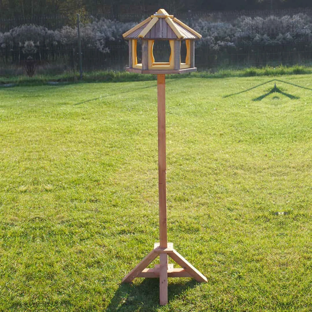 MKSTOR Drevené kŕmitko pre vtáky 45cmx35, vtáčia búdka, sivá