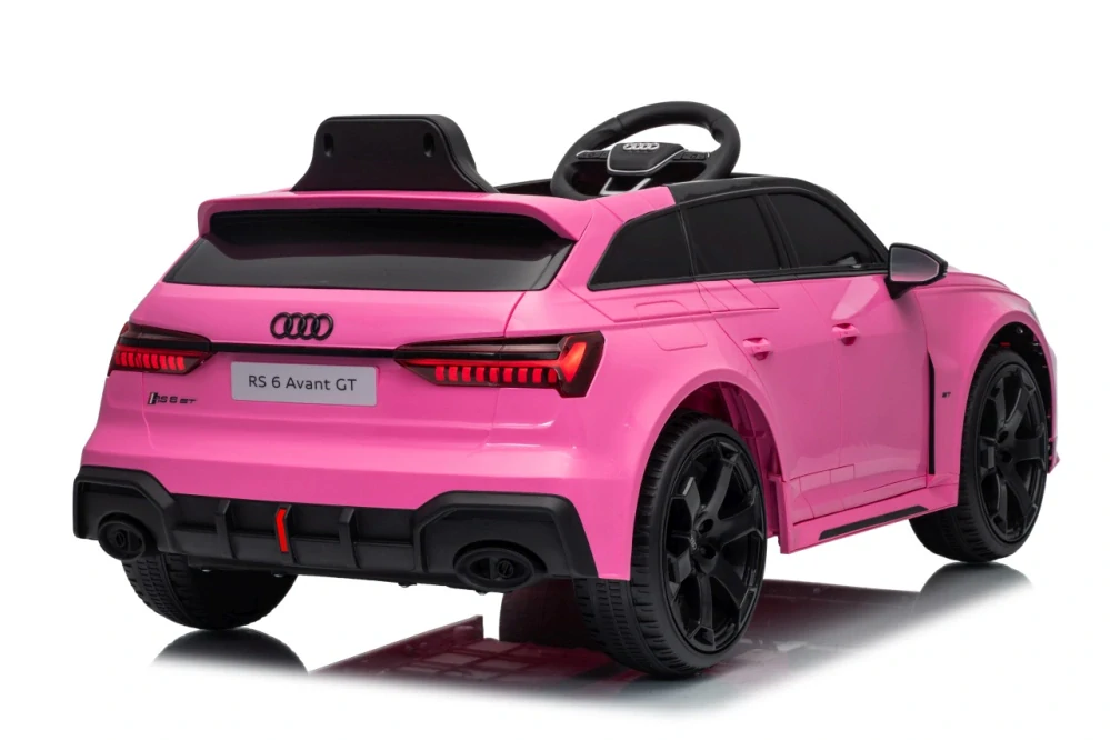 JOKO Elektrické autíčko Audi RS6 Avant GT 4x4, penové kolesá, kožené sedadlo, ružové