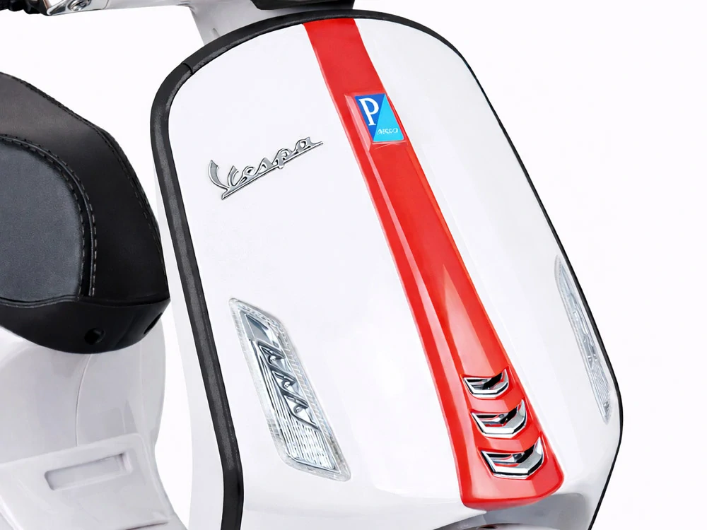 JOKO Elektrická Motorka Skúter Vespa, Kožené sedadlo, penové kolesá, FM rádio, biela