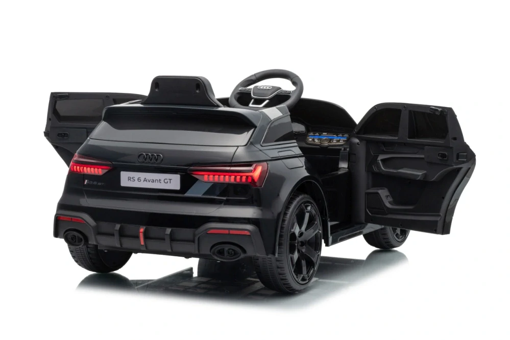 JOKO Elektrické autíčko Audi RS6 Avant GT 4x4, penové kolesá, kožené sedadlo, čierne